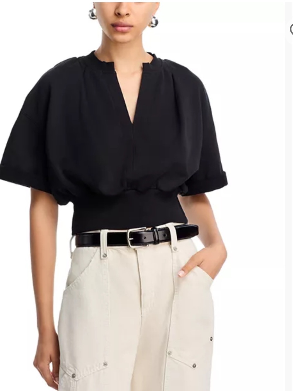3.1 Phillip Lim Short Sleeve Cropped Sweatshirt XS black